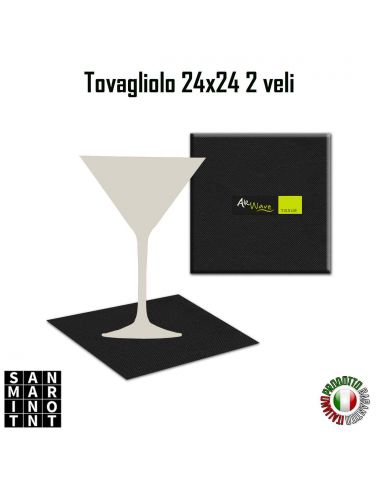 Tovagliolo 2 veli 24x24 nero